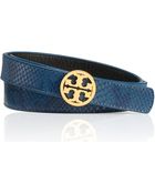 Tory Burch Edye Reversible Snake Print Belt - Lyst