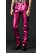 Burberry Prorsum Metallic Leather Jeans - Lyst