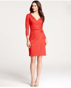 Ann Taylor 3/4 Sleeve Wrap Dress - Lyst