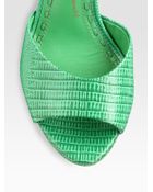 Alice + Olivia Jana Lizardprint Leather Wedge Sandals - Lyst