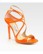 Jimmy Choo Lance Strappy Patent Leather Sandals - Lyst