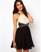 Little Mistress Lace Insert Embellished Prom Dress - Lyst