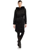 St. John Satin Furtrimmed Hood Jacket - Lyst