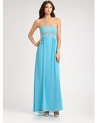 Sue Wong Strapless Gown - Lyst