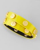 Tory Burch Logo Studded Patent Wrap Bracelet - Lyst