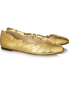 Charlotte Olympia Metallic Leather Ballet Flats - Lyst