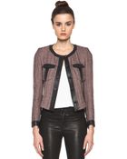 Isabel Marant Kacie Leather-Trimmed Wool-Blend Tweed Jacket - Lyst