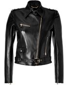 Versace Black Leather Biker Jacket - Lyst