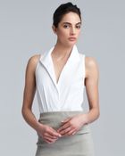 Donna Karan New York Jerseyback Poplin Bodysuit White - Lyst
