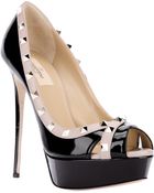 Valentino Rockstud Peep Toe Pump - Lyst