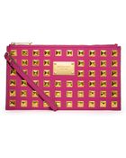 Michael Kors Michael Large Pyramidstud Zip Clutch - Lyst