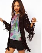 Asos Kimono Cardigan in Crochet with Fringing - Lyst