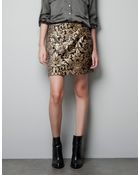 Zara Jacquard Mini Skirt - Lyst