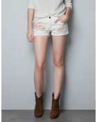 Zara Printed Shorts - Lyst