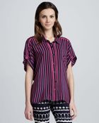 Nanette Lepore Striped Button-Down Blouse - Lyst