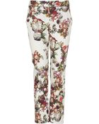 Topshop Winter Floral Cigarette Trousers - Lyst