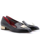 Valentino Rockstud Slipper Style Patent Leather Loafers - Lyst
