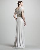 Tadashi Shoji Sequined Vneck Gown - Lyst