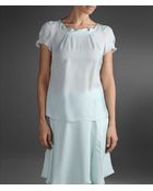 Emporio Armani Short Sleeved Silk Blouse Gathered Neck - Lyst