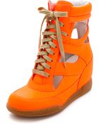 Marc By Marc Jacobs Neon Cutout Wedge Sneakers - Lyst