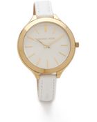 Michael Kors Leather Slim Runway Watch - Lyst