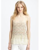 RED Valentino Silk Organza Lace Top - Lyst