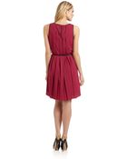 Sachin & Babi Varna Pleated Leather Trim Dress - Lyst