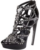 Alexander McQueen Studded Leather Cage Booti - Lyst