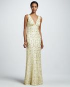 David Meister Signature Beaded V-Neck Gown - Lyst