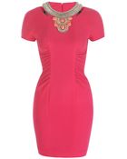 Matthew Williamson Wool Crepe Tailoring Keyhole Shift Dress - Lyst