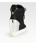Giuseppe Zanotti Leather Metallic Leather Wedge Sneakers - Lyst