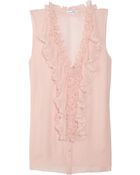 Oscar de la Renta Ruffled Silk-chiffon Top - Lyst