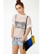 Nasty Gal White Shadow Mesh Tee - Lyst