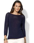 Lauren by Ralph Lauren Openknit Boatneck Top - Lyst