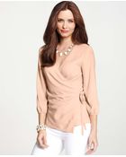 Ann Taylor Three Quarter Sleeve Wrap Top - Lyst