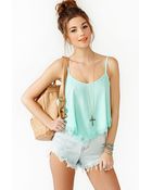 Nasty Gal Summer Lace Crop Tank Mint - Lyst
