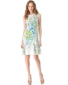 Versace Floral Sleeveless Pleated Dress - Lyst