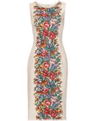 Dolce & Gabbana Floral Print Linen Dress - Lyst