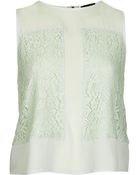 Topshop Sleeveless Lace Panel Shell Top - Lyst