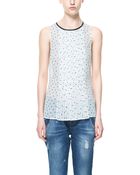 Zara Pleated Combination Top with Polka Dots - Lyst
