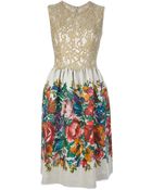 Dolce & Gabbana Floral Print and Lace Dress - Lyst