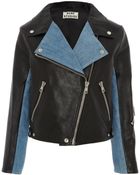 Acne Studios Leather and Denim Rita Biker Jacket - Lyst