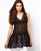 Asos Peplum Top in Lace with Drop Waist - Lyst
