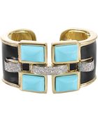David Webb Turquoise Black Enamel Cuff with Diamonds - Lyst