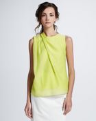 Halston Heritage Sleeveless Drapedshoulder Blouse - Lyst