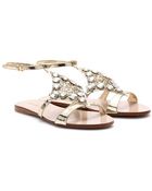 Miu Miu Leather Sandals with Embellishment - Lyst