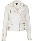 Topshop Quilt Detail Biker Jacket - Lyst