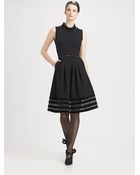Oscar de la Renta Velvettrimmed Wool Dress - Lyst