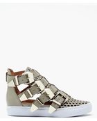 Nasty Gal Indie Hi Buckled Sneaker Gray - Lyst