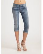 7 For All Mankind Skinny Roll Up Jeans - Lyst